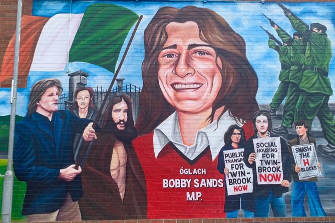 The Troubles and iconic award winning taxi 2hr private cab tour - Bobby Sands Mural on Falls Road, the first big emotional hit